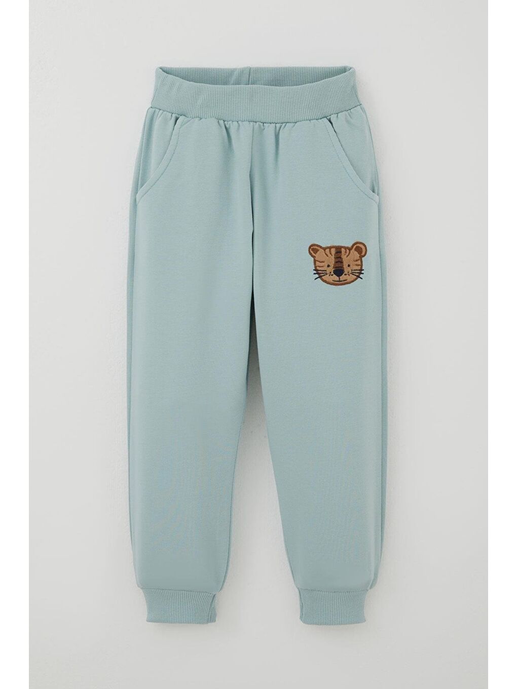 Turkuaz Erkek Çocuk Eşofman Takımı Sevimli Kaplan Nakışlı Su Yeşili (1-4 Yaş)-4