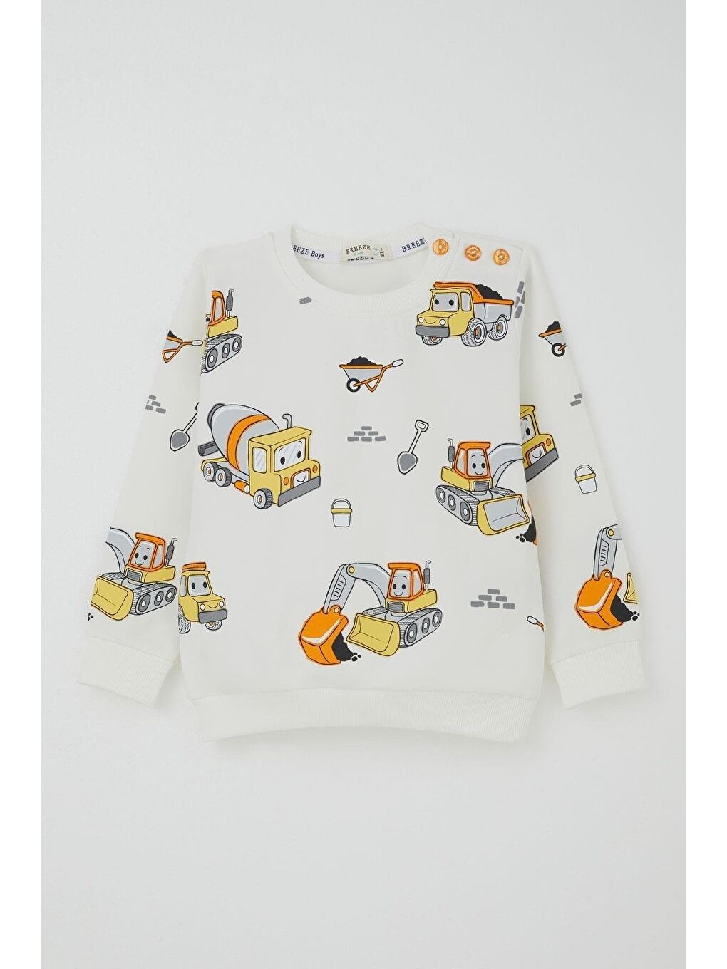 Erkek Çocuk Eşofman Takımı Küçük Operatör Çalışkan İş Makineleri Ekru (1-3 Yaş)-6