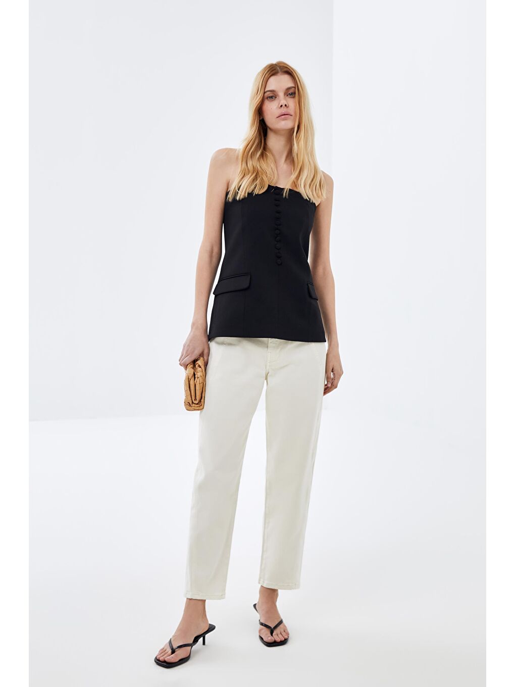 X Narod Bıçakçı Ekru Ön beden Boyuna Kuplu Özel Kumaş  Jeans-1