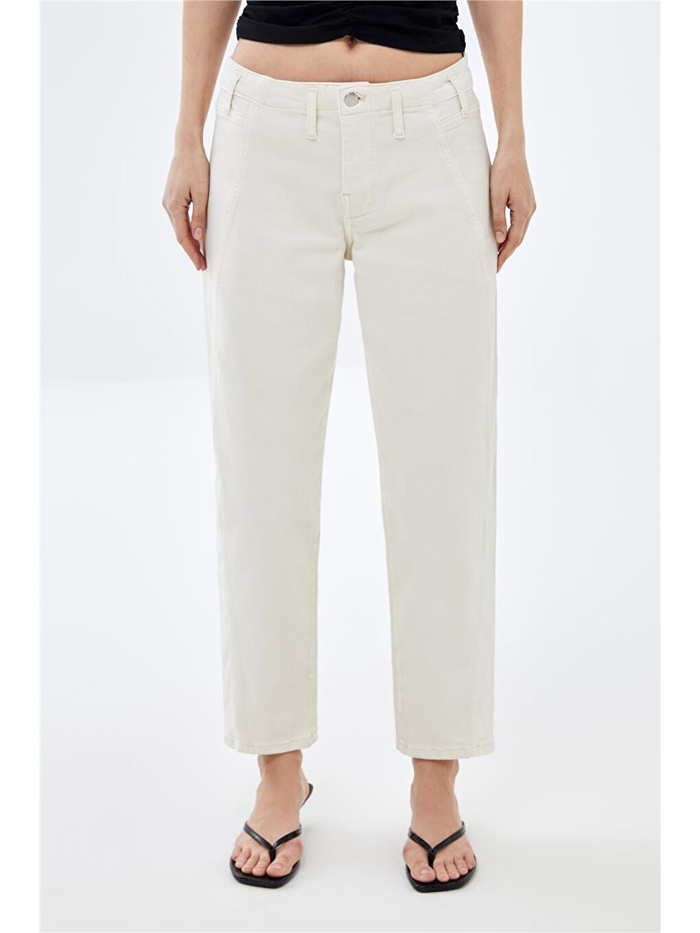 X Narod Bıçakçı Ekru Ön beden Boyuna Kuplu Özel Kumaş  Jeans-2