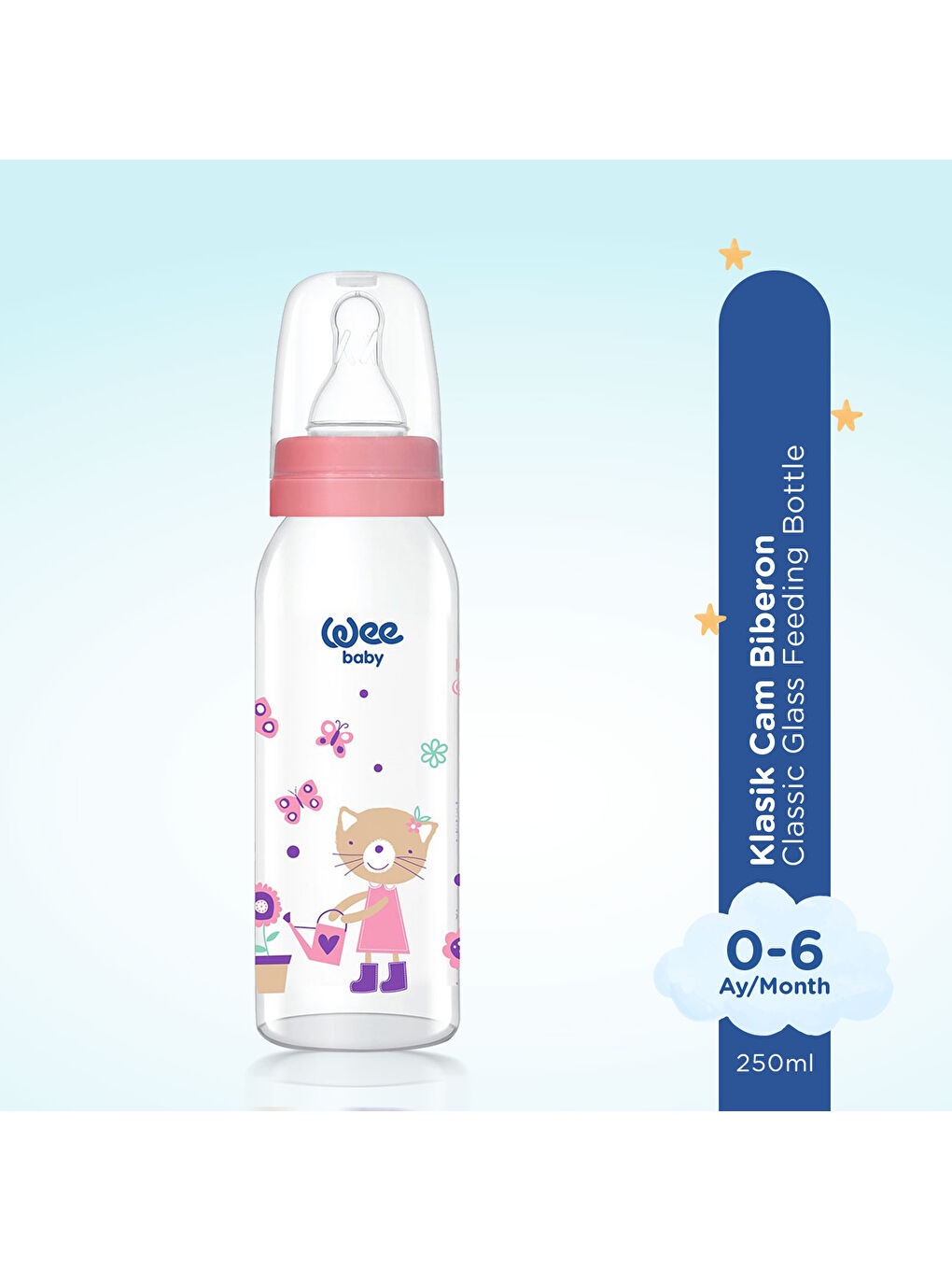 Klasik Cam Biberon 250 ml - Pembe-1