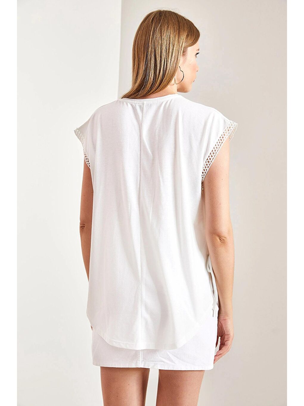 Yeşil Kadın Yandan Bağlamalı Kadın Baskılı Tshirt-2