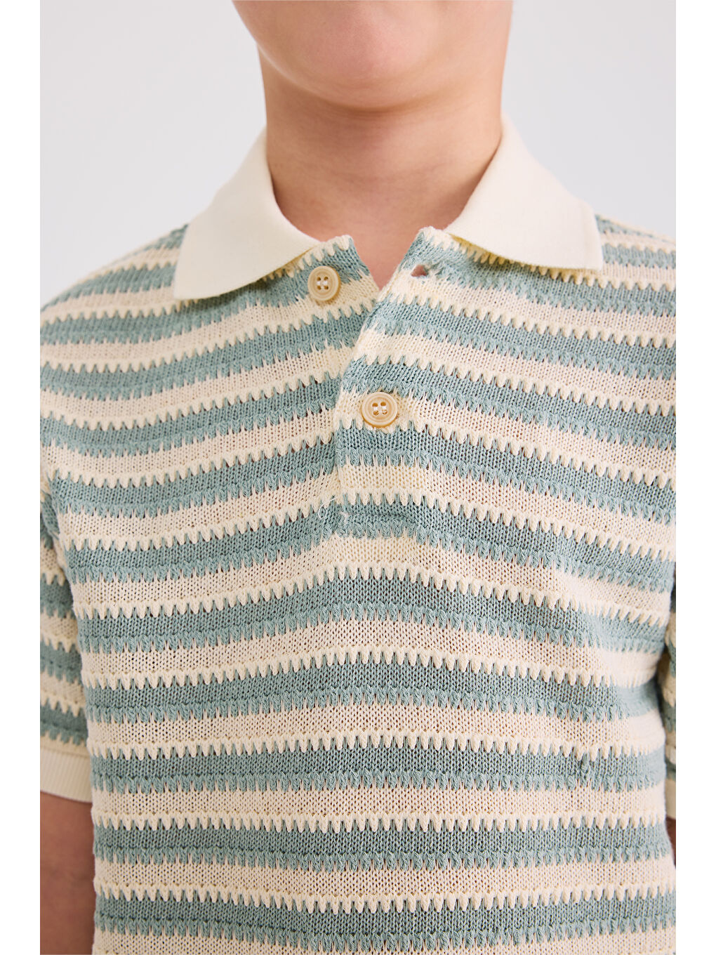 Erkek Çocuk Çizgili Yeşil Tişört-1