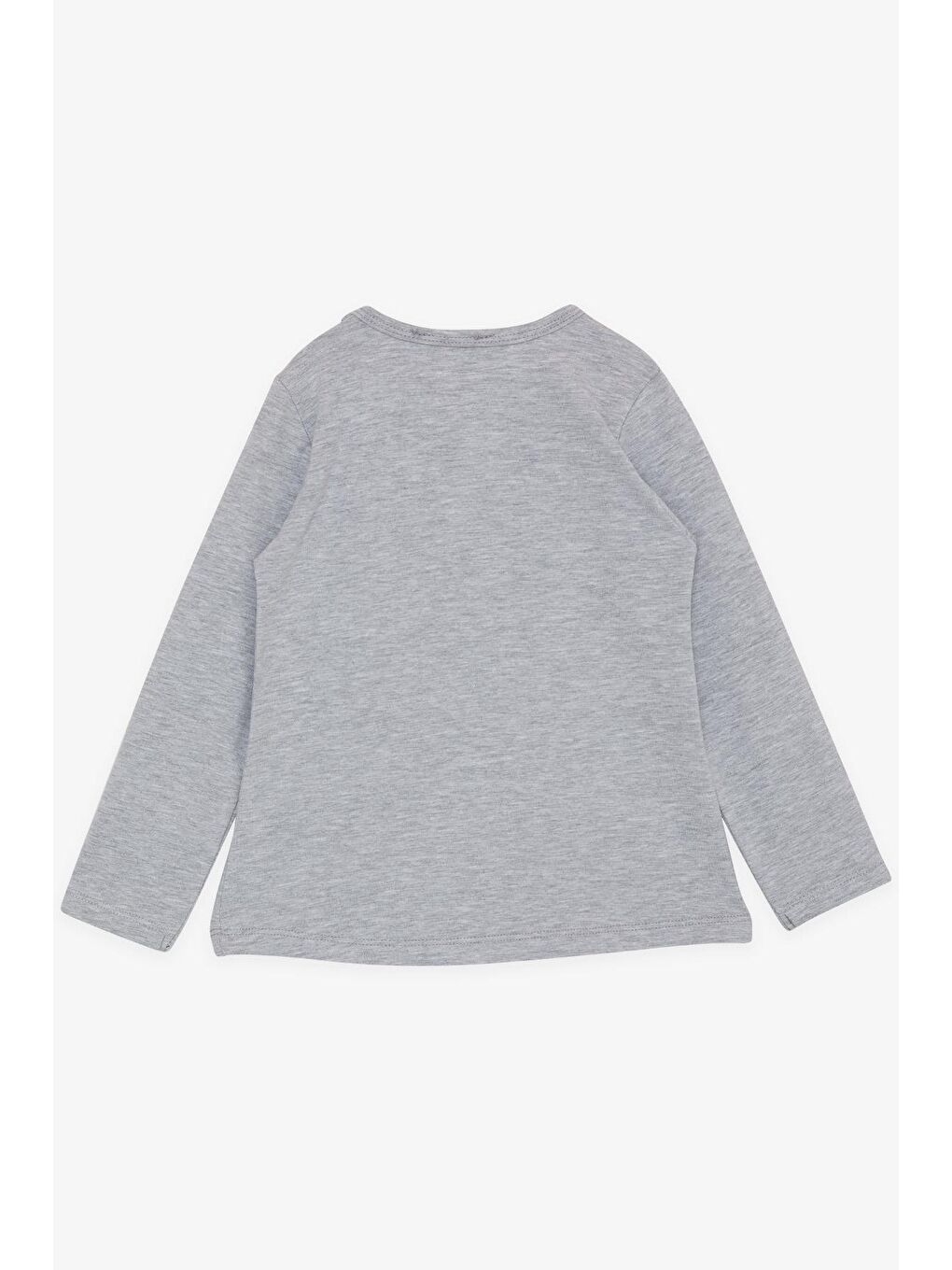 Kız Çocuk Uzun Kollu Tişört Cepli Sevimli Fil Baskılı Gri Melanj (1.5-5 Yaş)-1