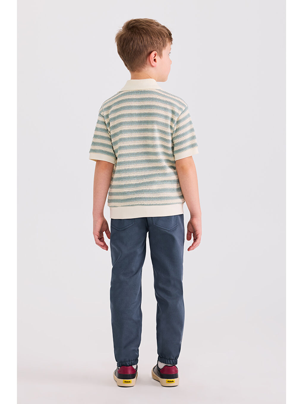 Erkek Çocuk Çizgili Yeşil Tişört-5