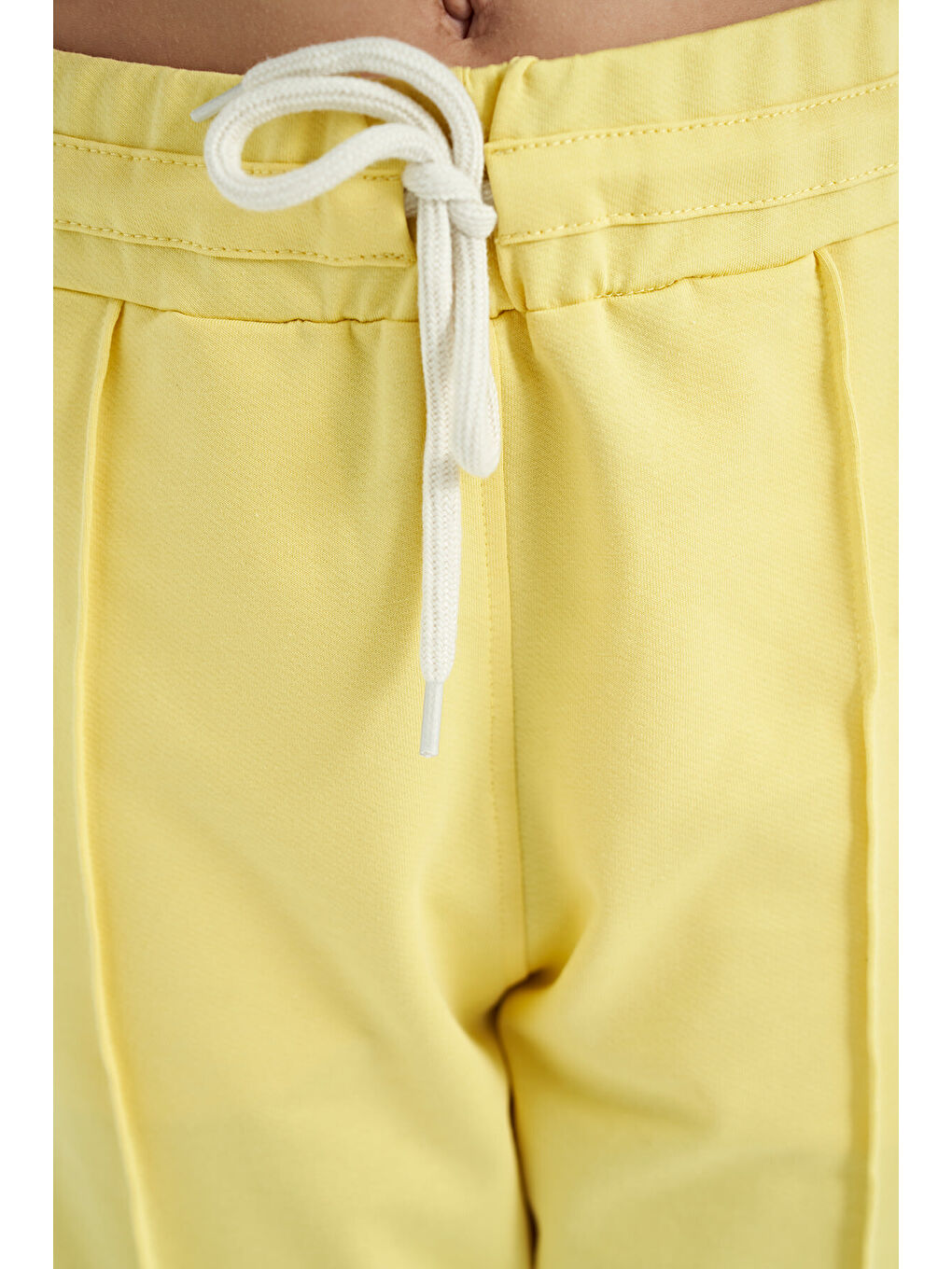 Sarı Limon Yan Bantlı Gizli Fermuar Cep Detaylı Jogger Kız Çocuk Eşofman Alt - 75122-4
