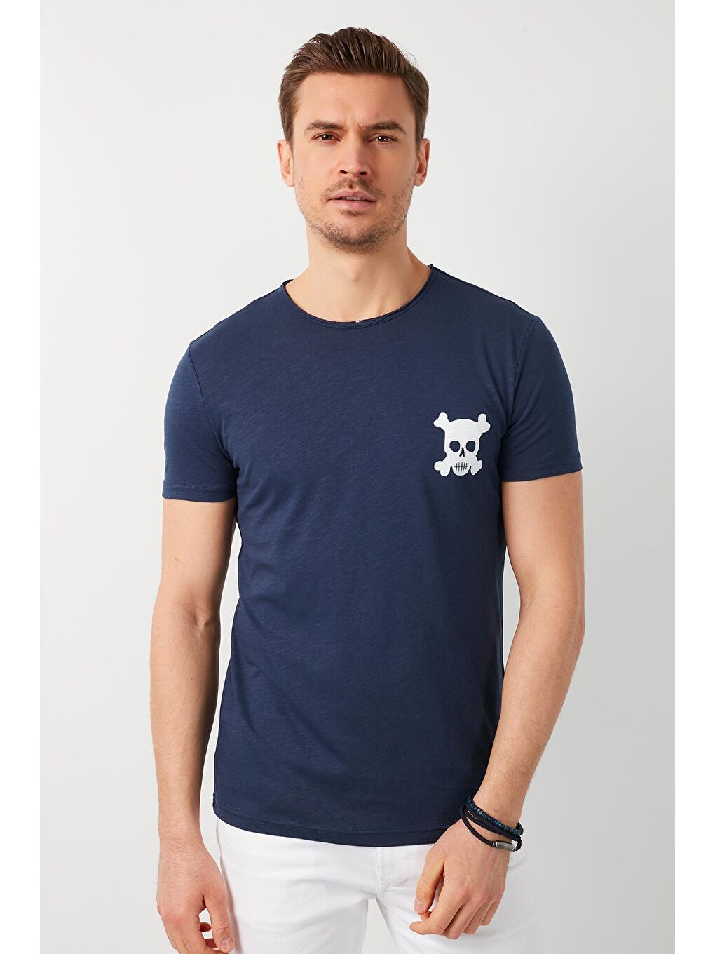 İndigo % 100 Pamuklu Baskılı Bisiklet Yaka Tişört 5902265