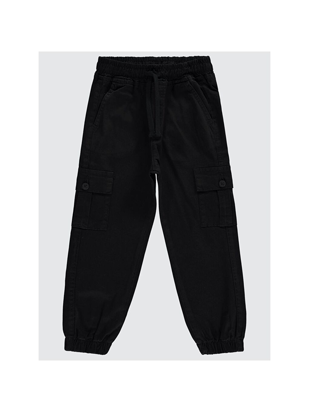 Boys Bel Paça Lastikli Kargo Cepli 6-9 Yaş Pantolon - Siyah 6-7 Yaş-7