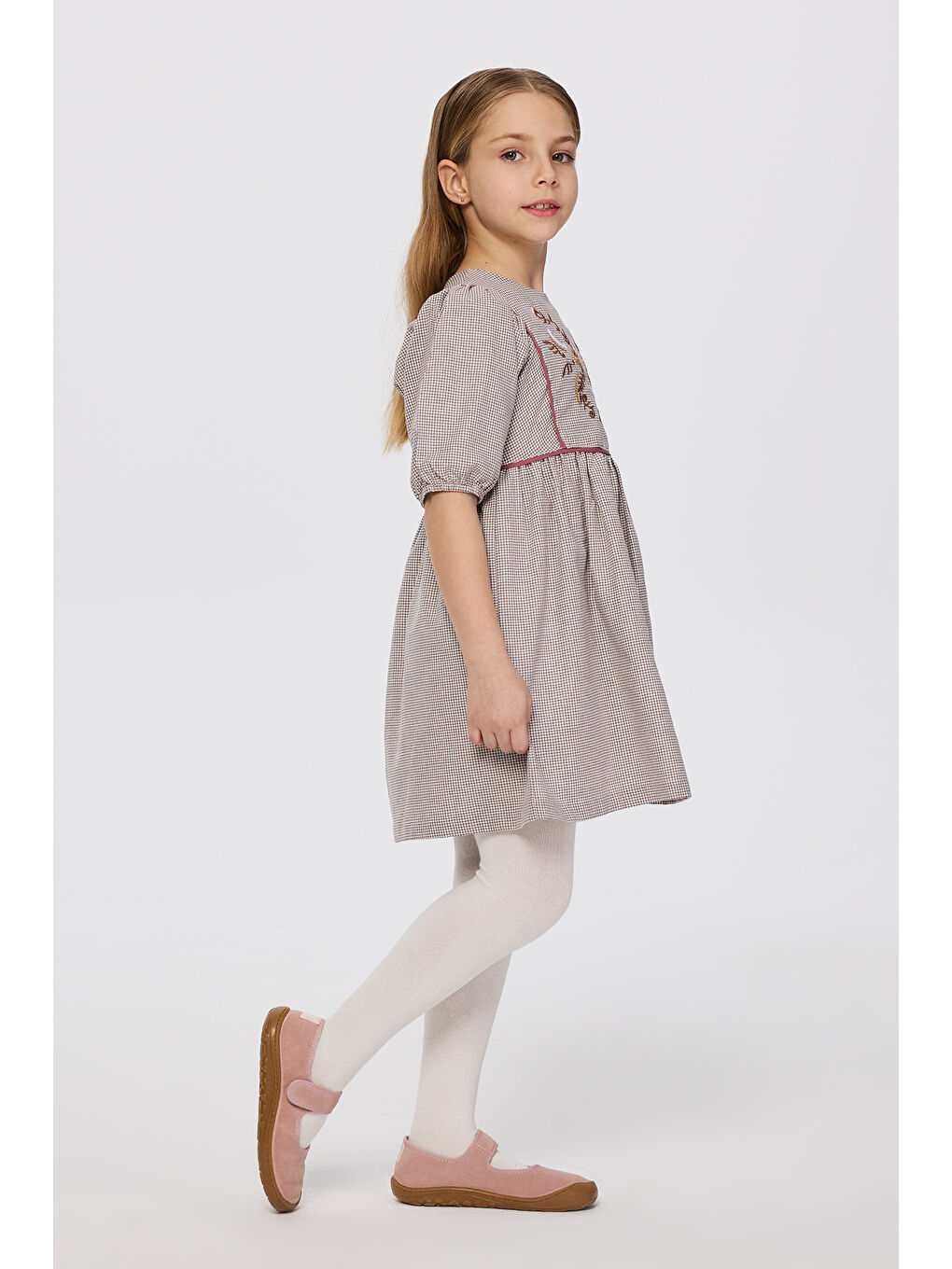 Kahverengi Kız Çocuk Kahve Elbise-5