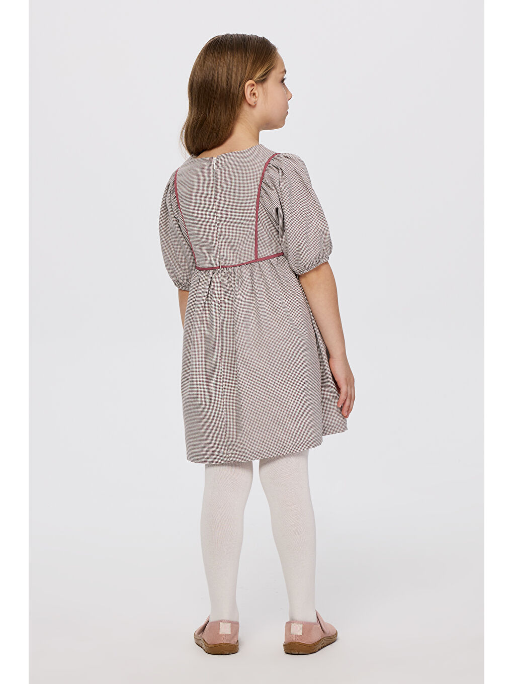 Kahverengi Kız Çocuk Kahve Elbise-6