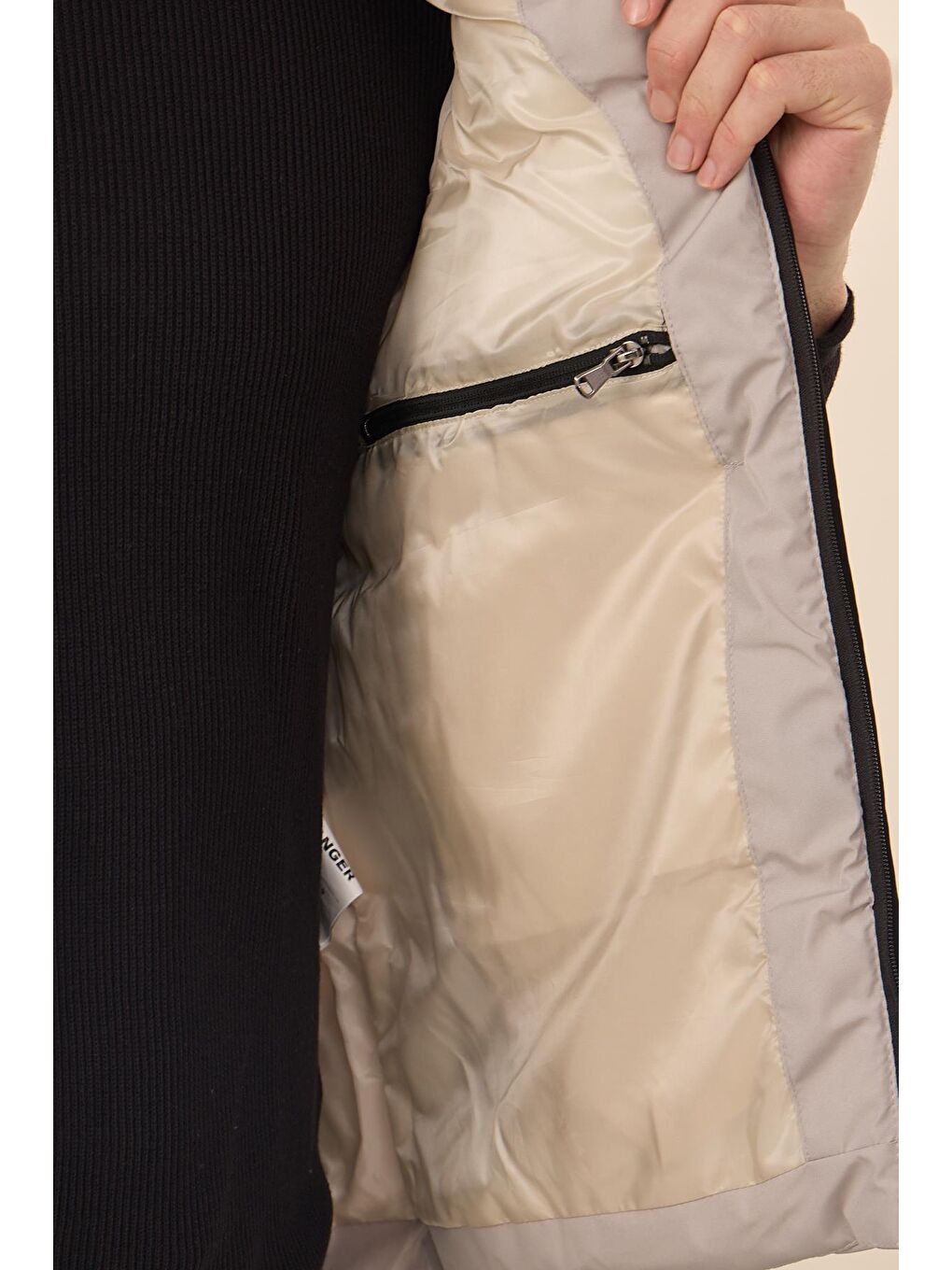 Bej Erkek Su Geçirmez Şişme Yelek Taş-6