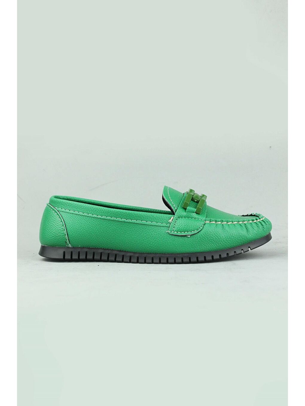 Yeşil 011 Örgülü Babet Ayakkabı Kadın