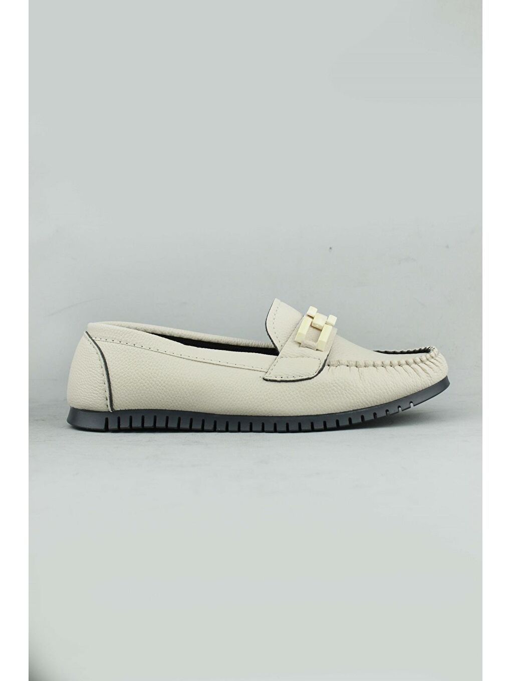 Bej 011 Örgülü Babet Ayakkabı Kadın