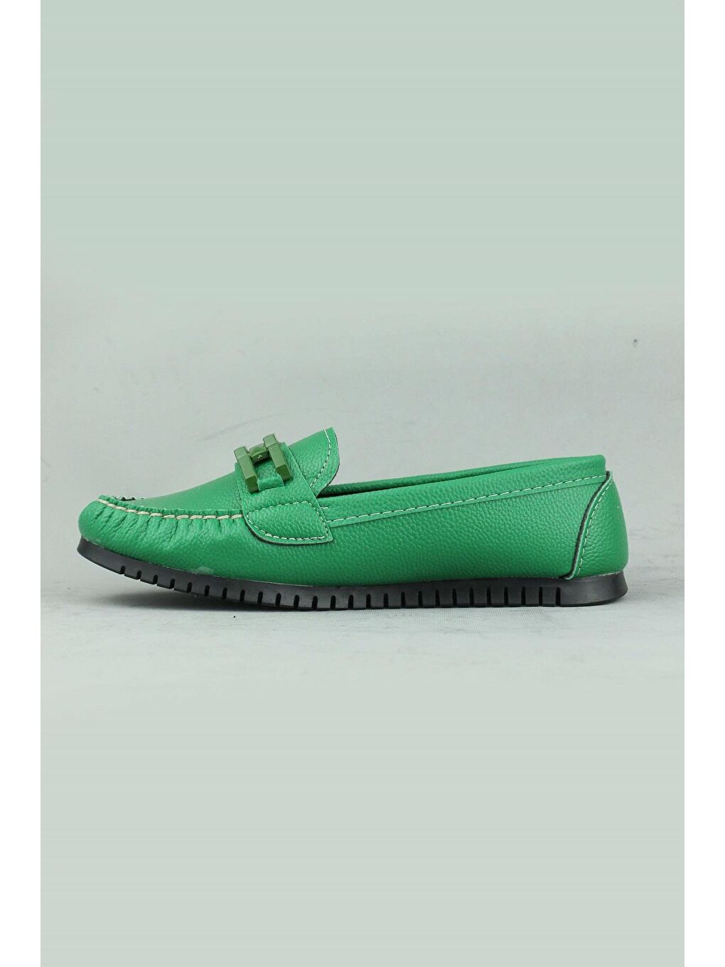 Yeşil 011 Örgülü Babet Ayakkabı Kadın-1