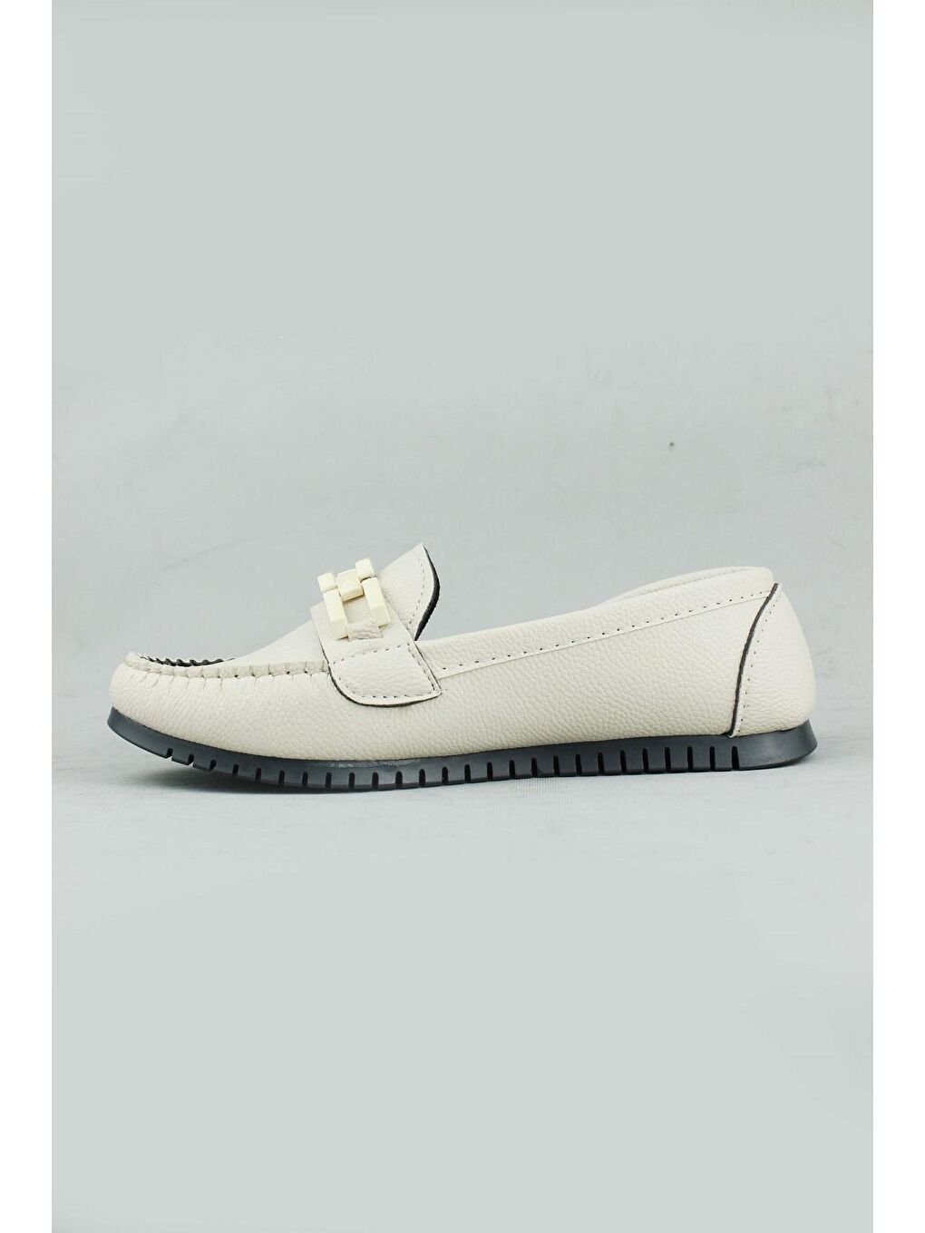 Bej 011 Örgülü Babet Ayakkabı Kadın-1