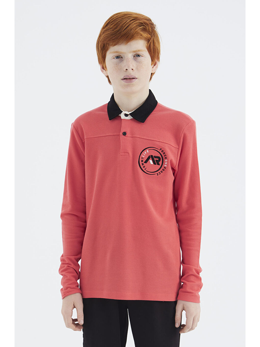 Kırmızı Coral Polo Yaka Erkek Çocuk Tişört - 11172