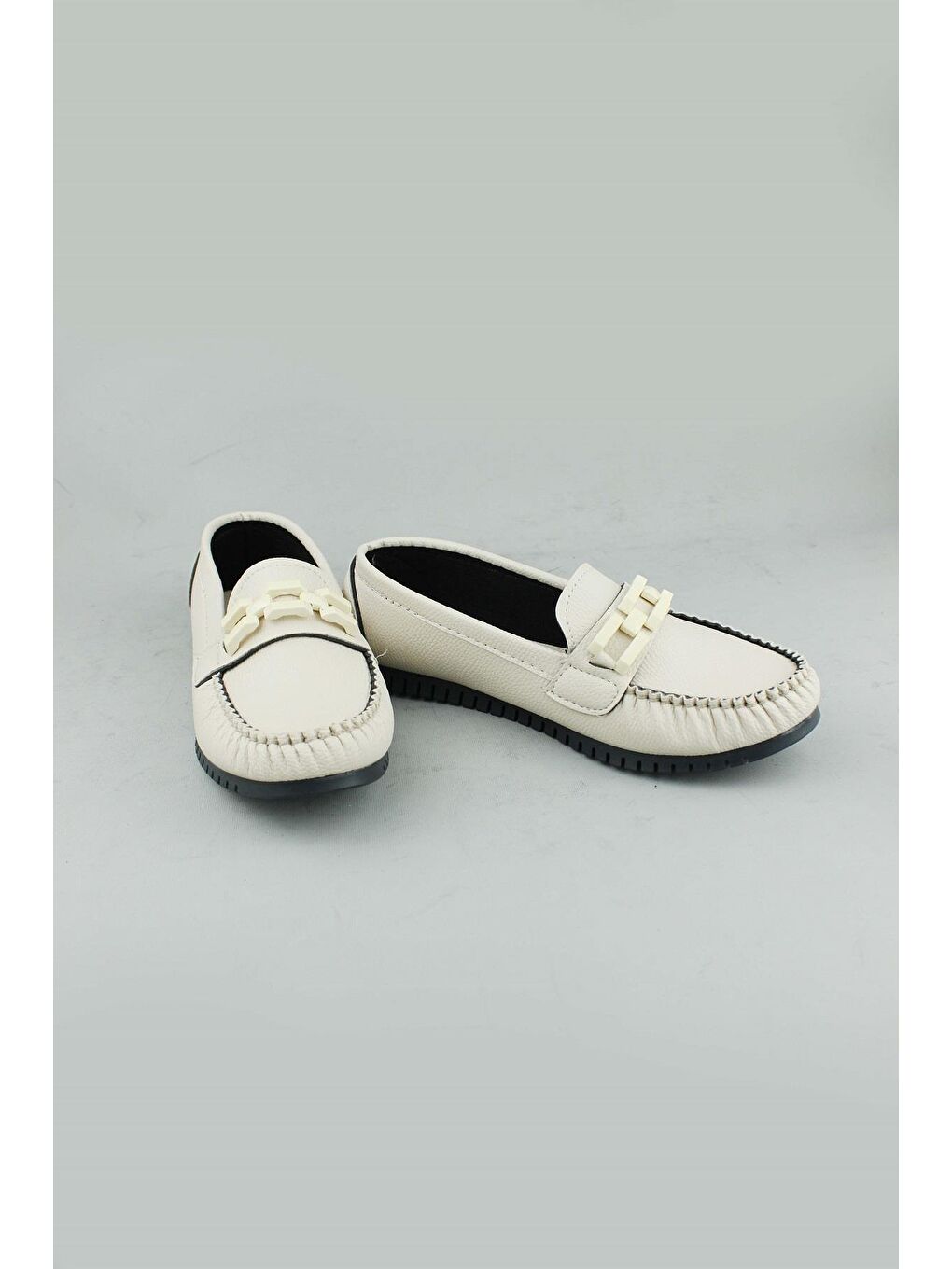 Bej 011 Örgülü Babet Ayakkabı Kadın-2