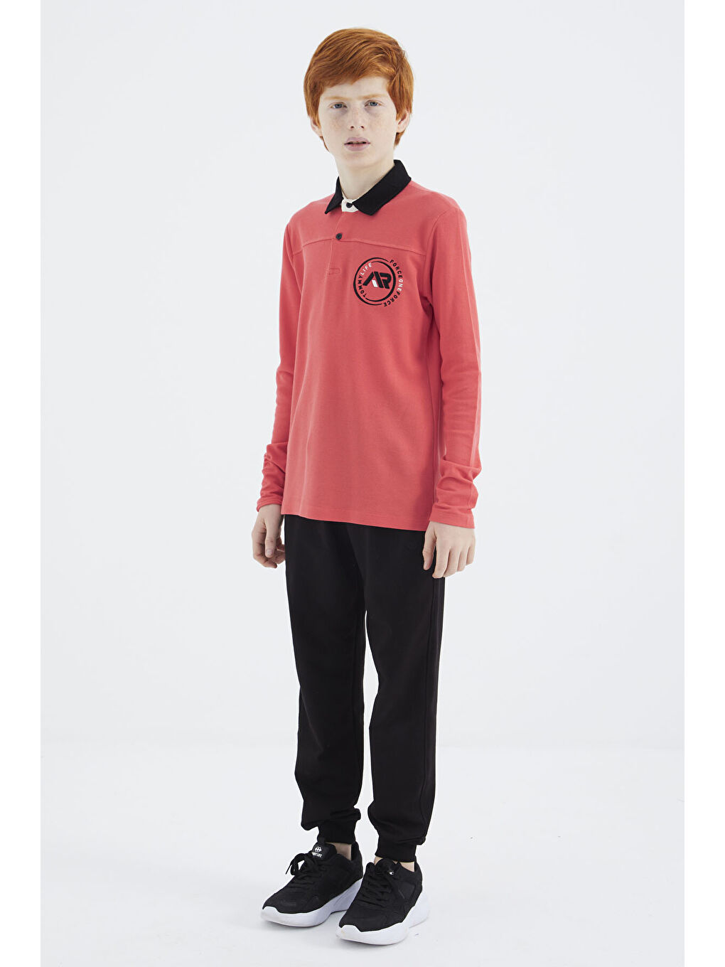 Kırmızı Coral Polo Yaka Erkek Çocuk Tişört - 11172-3