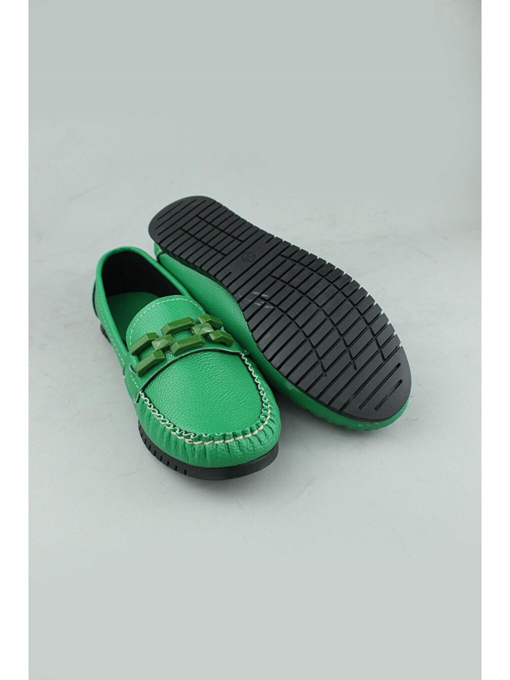 Yeşil 011 Örgülü Babet Ayakkabı Kadın-4