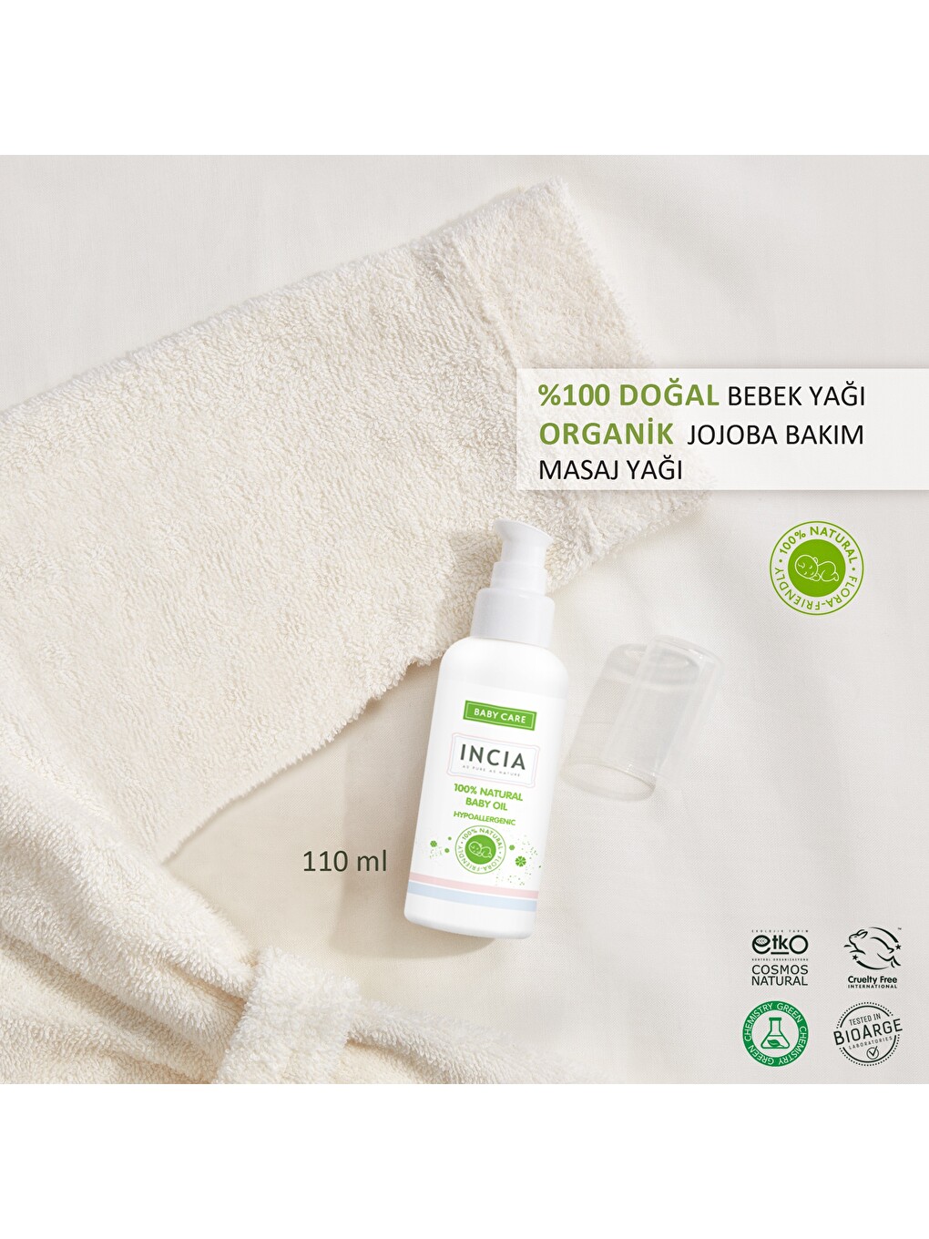%100 Doğal Bebek Yağı Organik Jojoba Bakım Masaj Yağı Parafinsiz Bitkisel Vegan 110 Ml-1