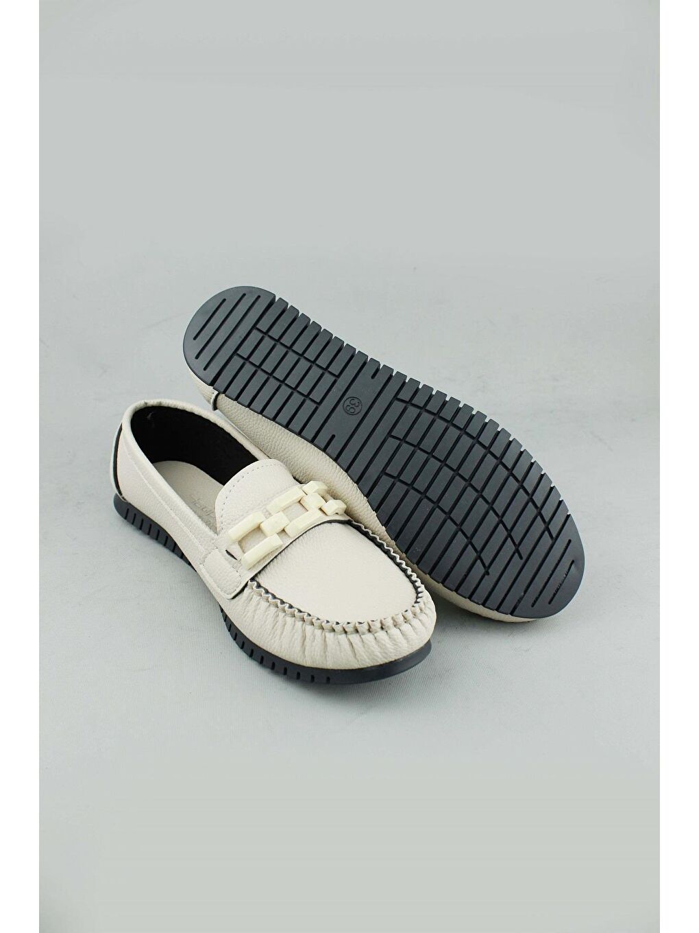 Bej 011 Örgülü Babet Ayakkabı Kadın-4