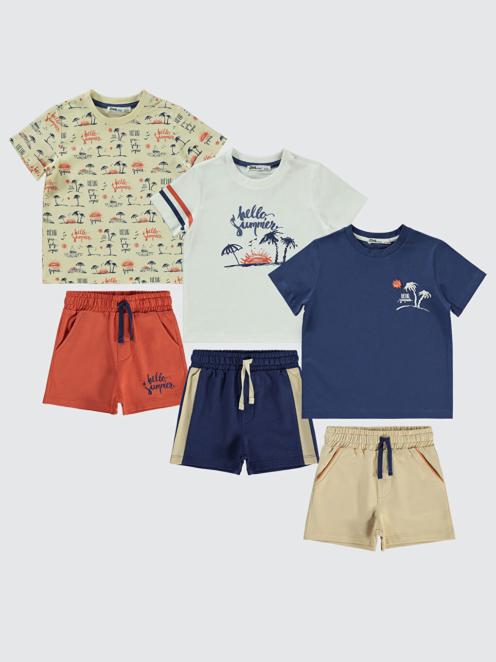 Boys Erkek Çocuk 3'lü Takım Set 2-5 Yaş Kırmızı-6