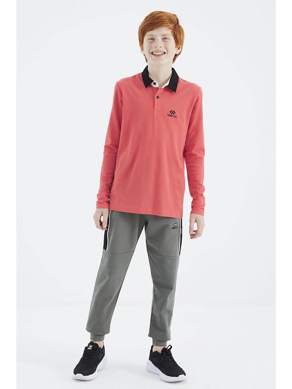 Kırmızı Coral Polo Yaka Basic Erkek Çocuk Tişört - 11171-3