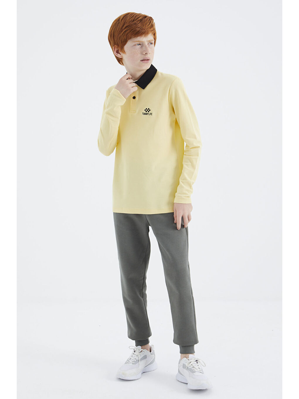 Sarı Polo Yaka Basic Erkek Çocuk Tişört - 11171-2