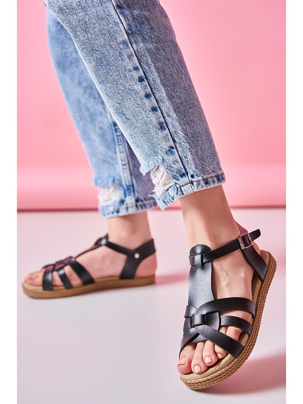 BECA 2FX Siyah Kadın Düz Sandalet-1