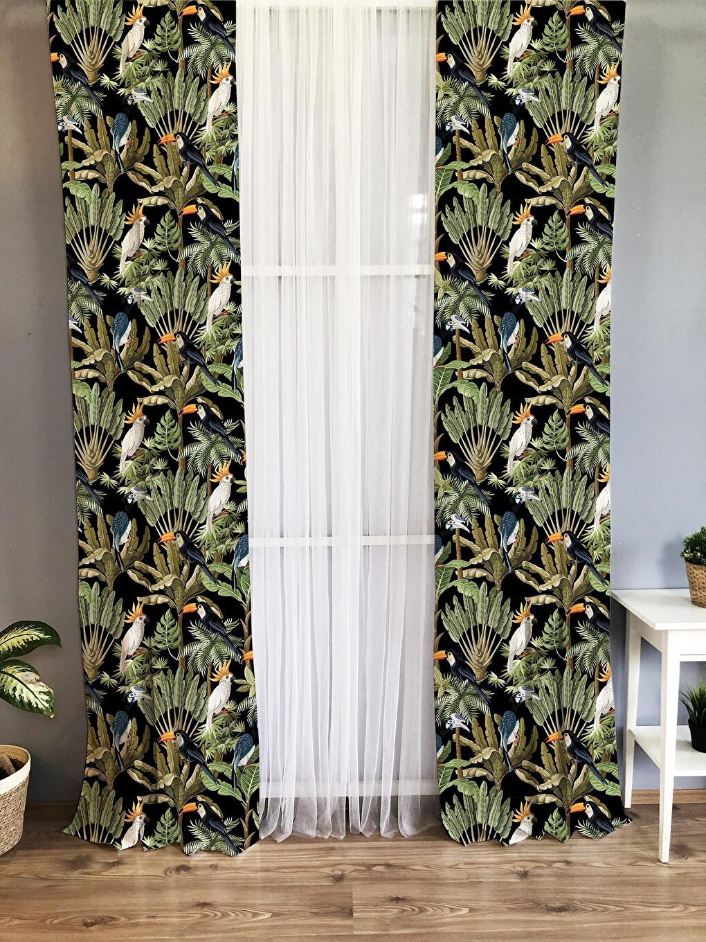 Karışık Yaprak Desenli Çocuk Ve Bebek Odası TEK KANAT Fon Perde