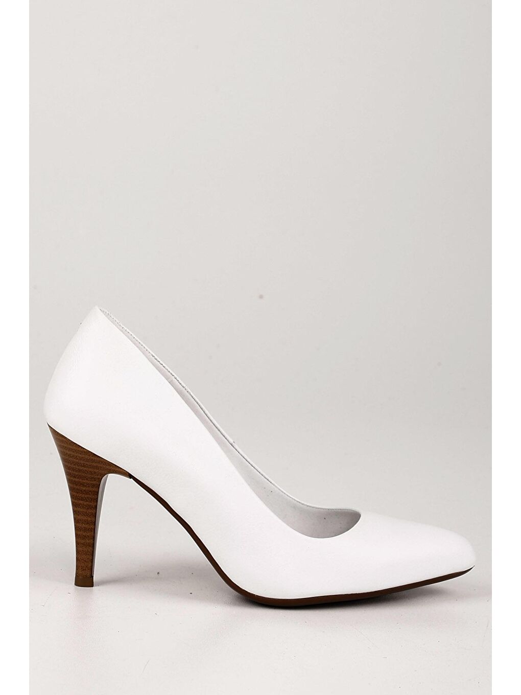 Beyaz Hakiki Deri Sivri Burun İnce Yüksek Topuklu Stiletto Kadın Ayakkabı 22354-3