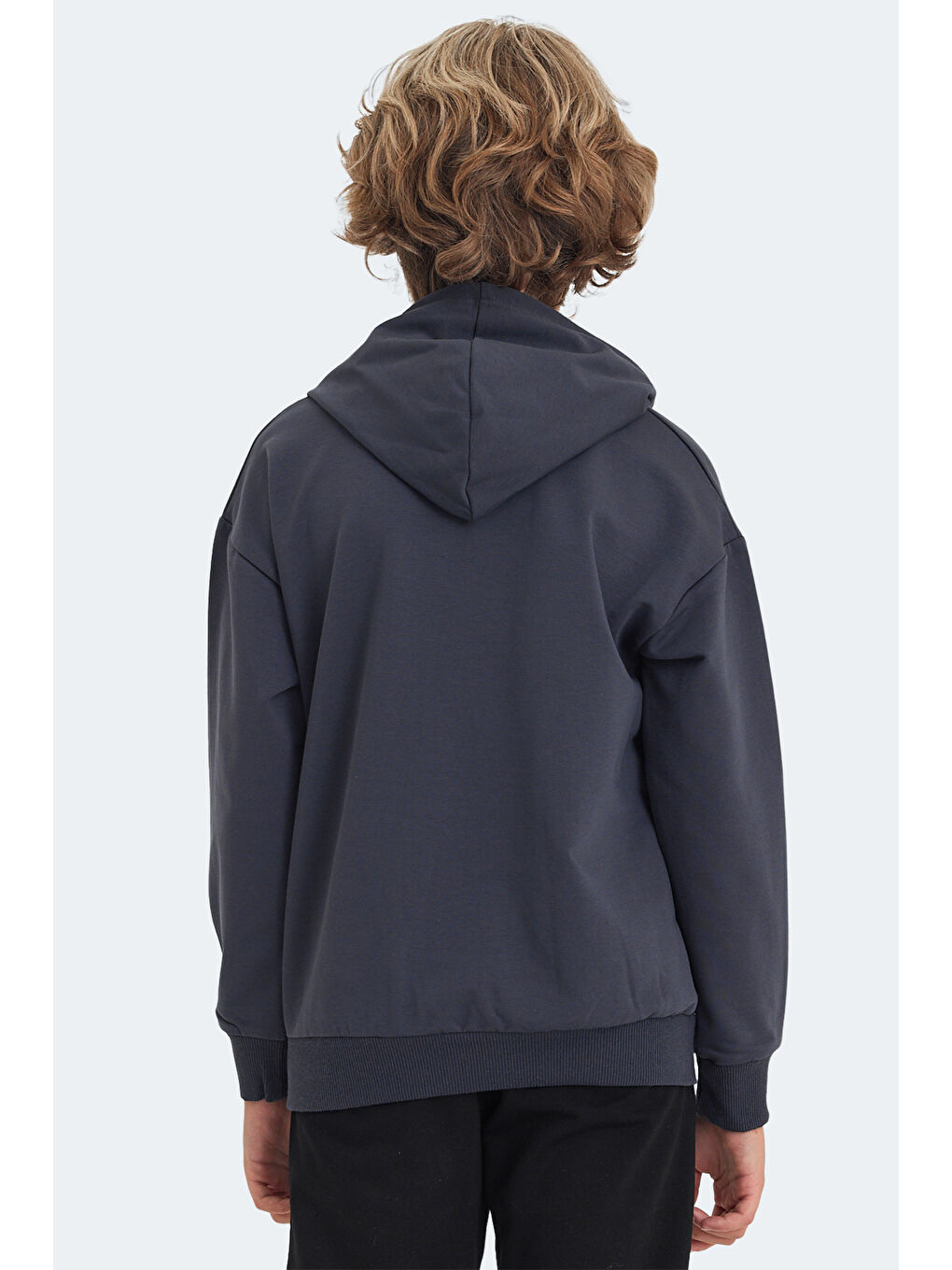 LAYO Unisex Çocuk Kapüşonlu Koyu Gri Sweatshirt-1