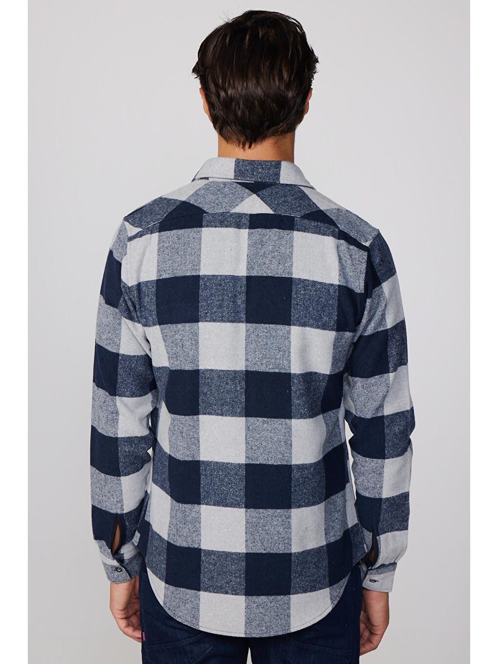 Karışık Slim Fit Kapaklı Cep Damalı Oduncu Erkek Gömlek-4