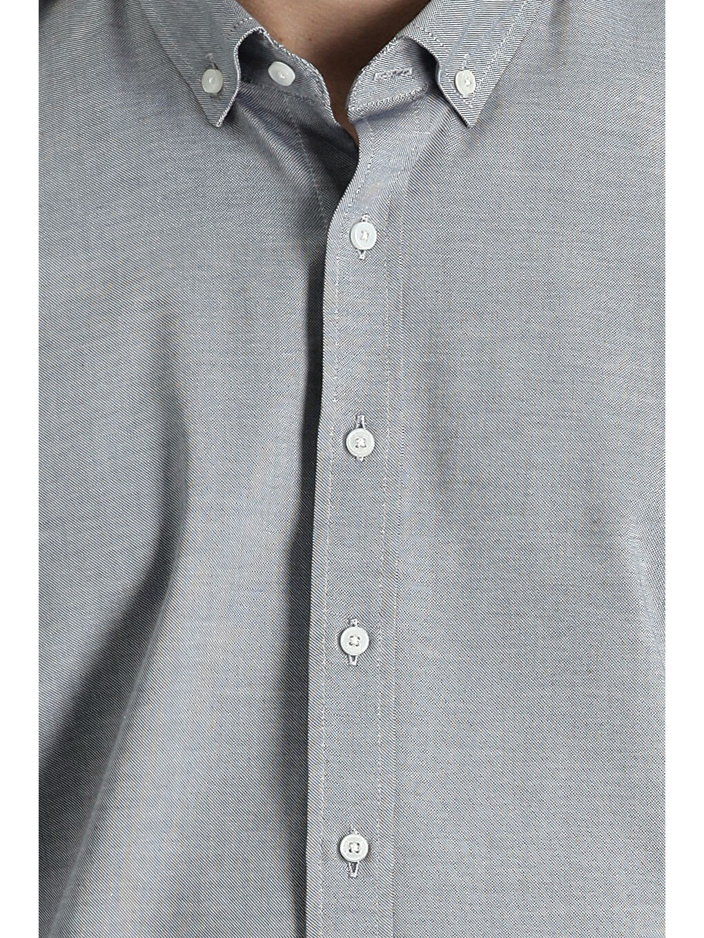 Lacivert Uzun Kol Slim Fit Dar Kesim Oxford Pamuk Düğmeli Yaka %100 Pamuk Gömlek-2