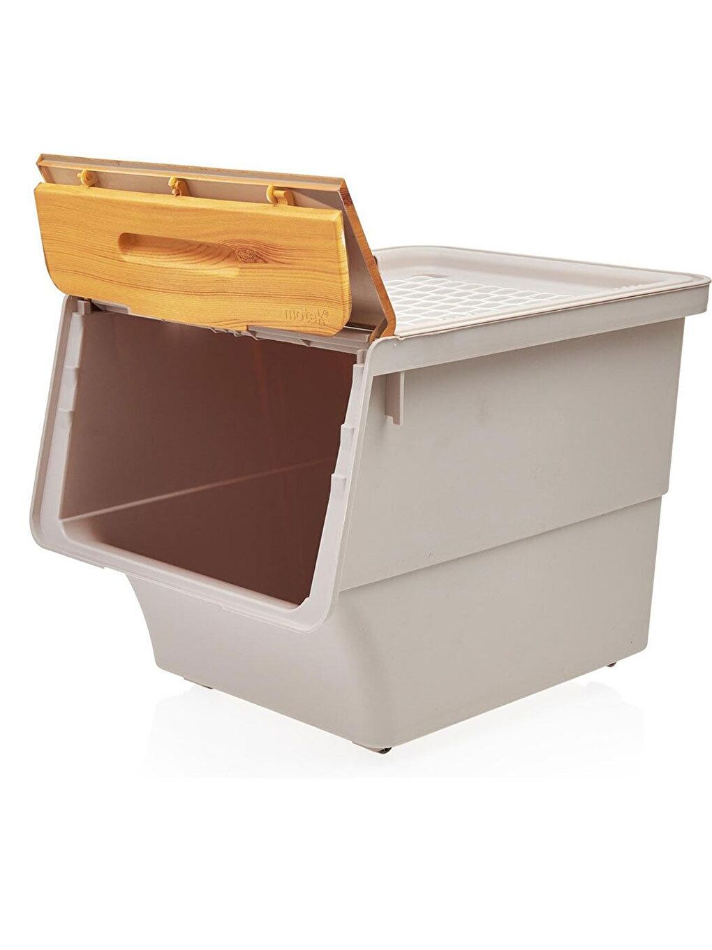 Motek Açık Bej 33 Litre Bambu Desen Jumbo Boy Tekli Organizer - 3