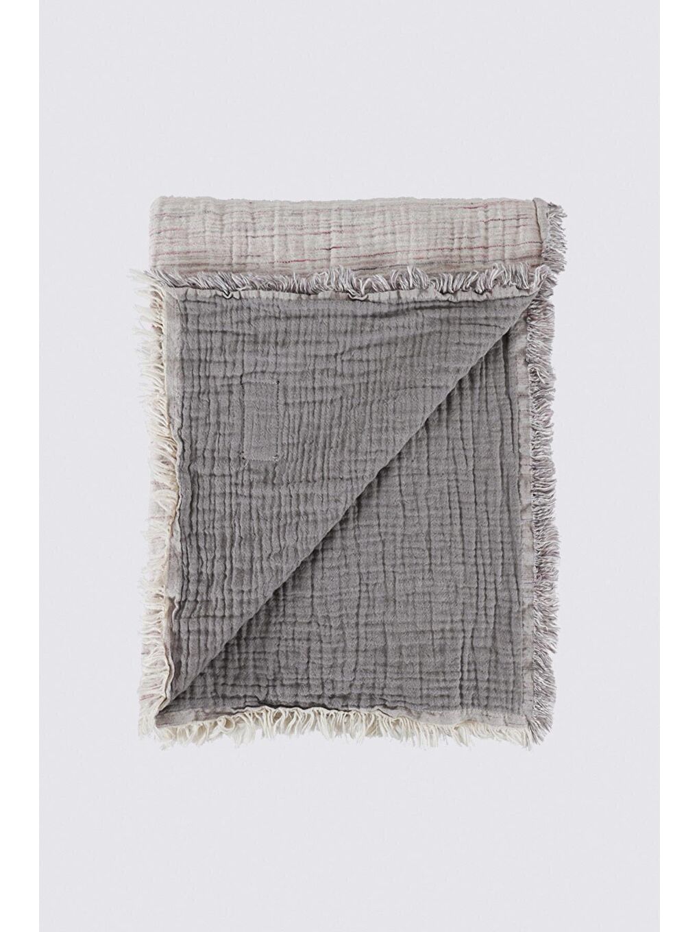 Gri Muna Tek Kişilik Yatak Örtüsü %100 Organik Pamuk Inject-2