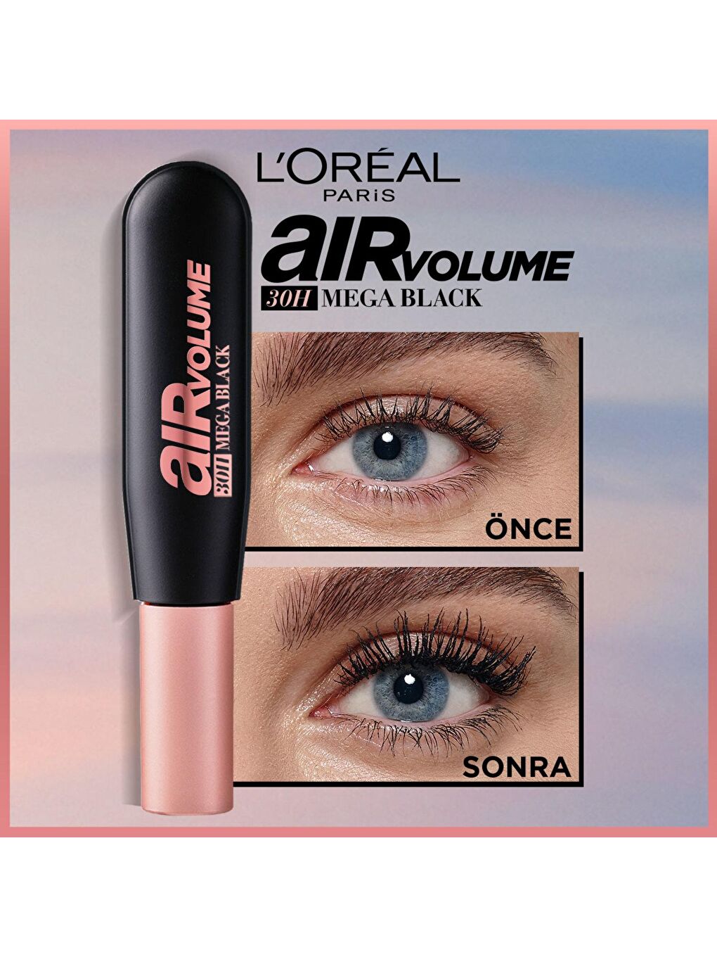 L'Oreal Paris Siyah Air Mega Black Maskara - 30 Saate Kadar Kalıcı - Ekstra Siyah - 1