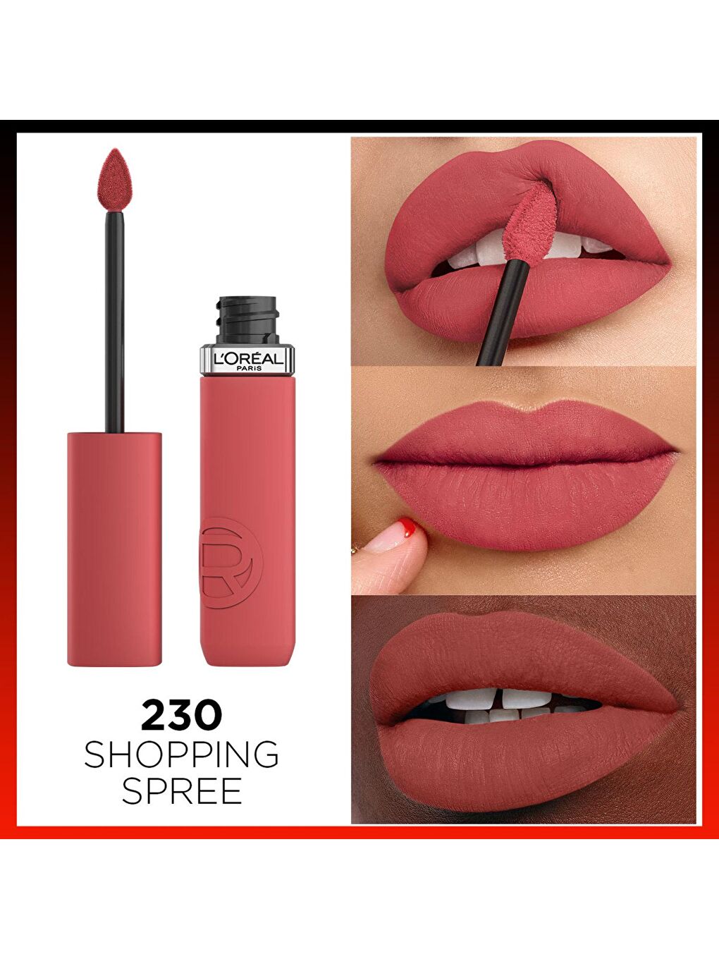 L'Oreal Paris Kırmızı Infaillible Matte Resistance Likit Mat Ruj - 230 Shopping Spree - 1