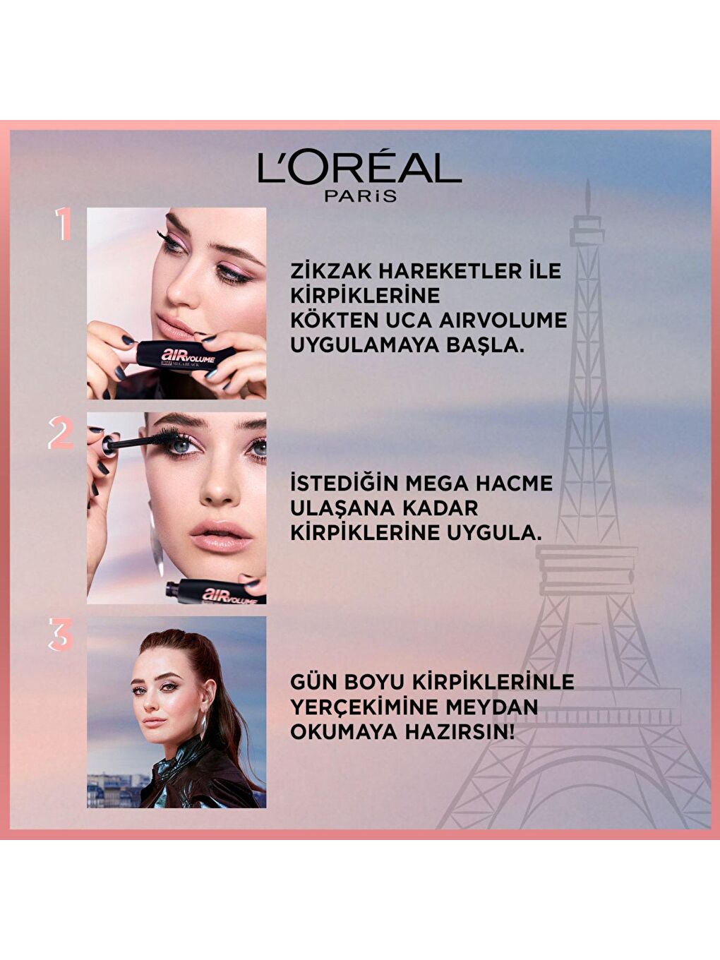 L'Oreal Paris Siyah Air Mega Black Maskara - 30 Saate Kadar Kalıcı - Ekstra Siyah - 5