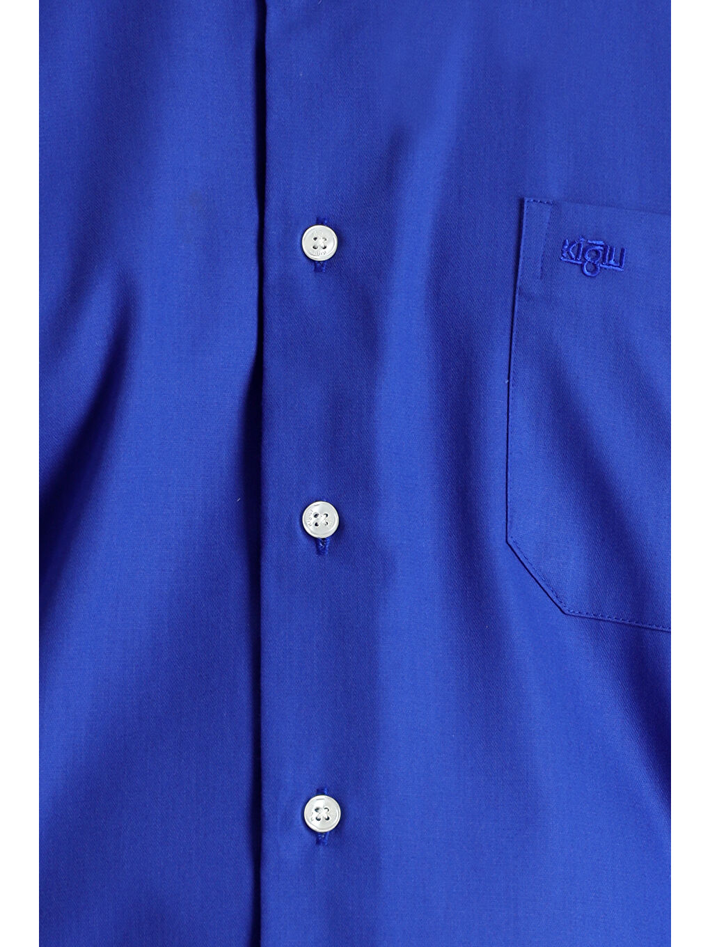 Mavi Uzun Kol Non Iron Saten Klasik Pamuklu Gömlek-3