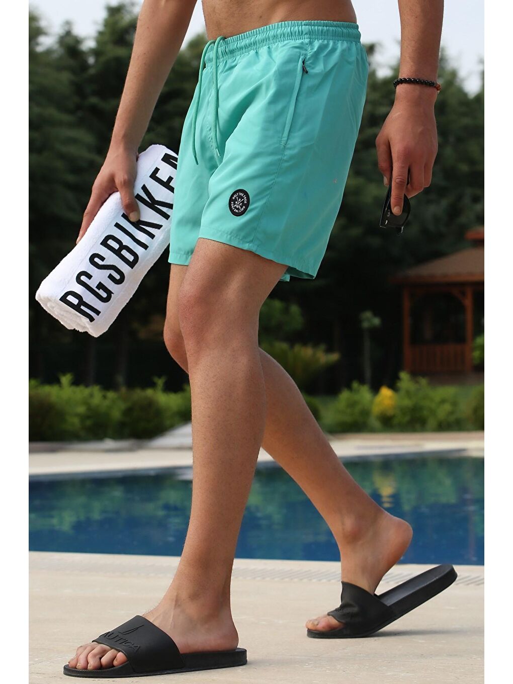 Madmext Mavi Mint Yeşili Basic Deniz Şortu 4262