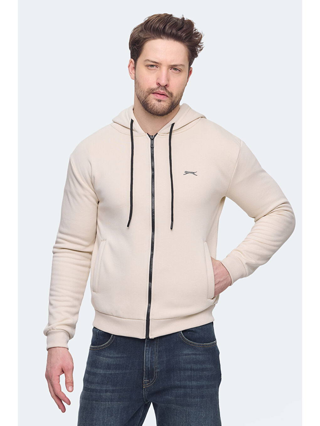 Kahverengi KOZZAX Erkek Fermuarlı Sweatshirt Kahve