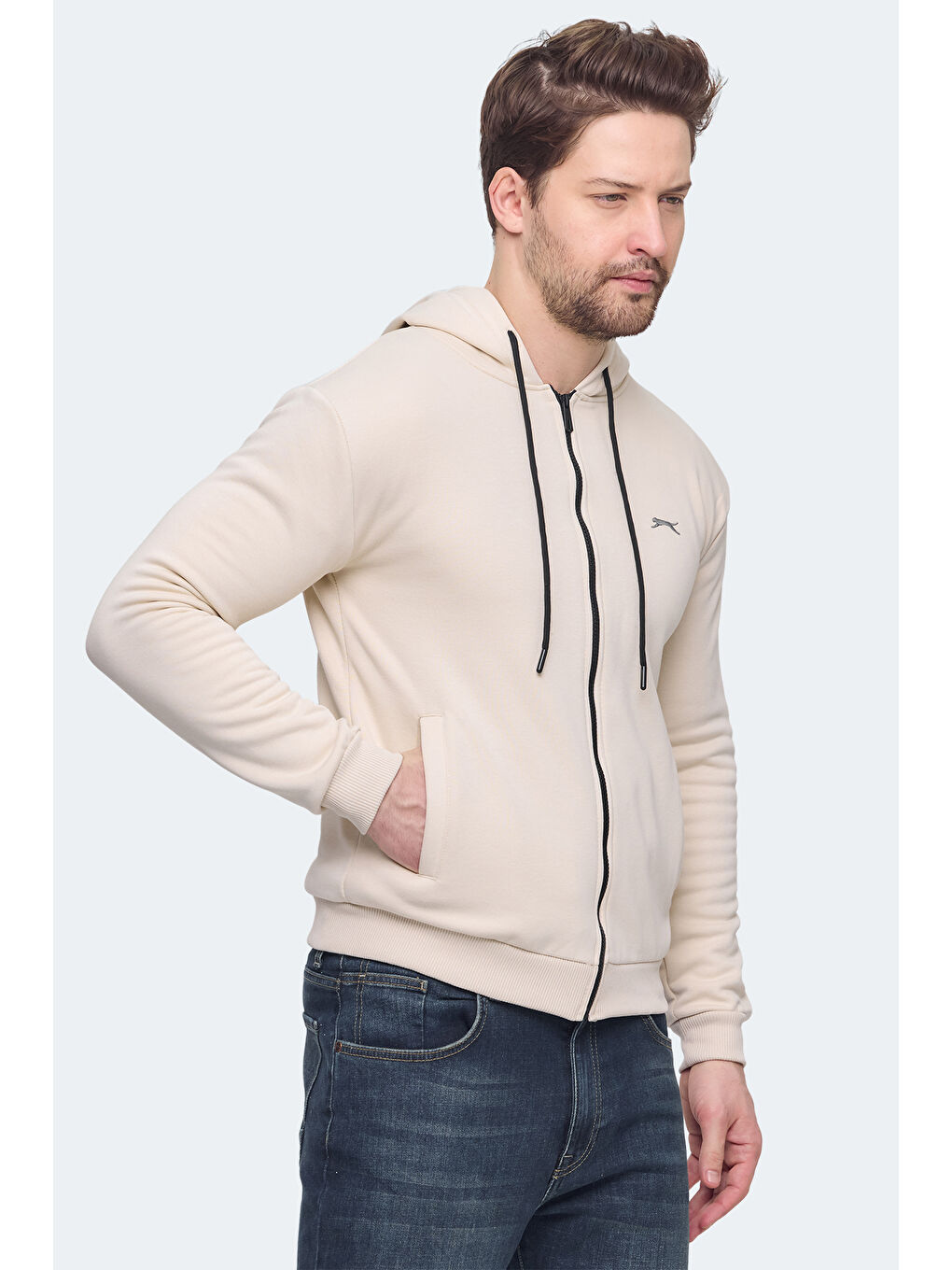 Kahverengi KOZZAX Erkek Fermuarlı Sweatshirt Kahve-2