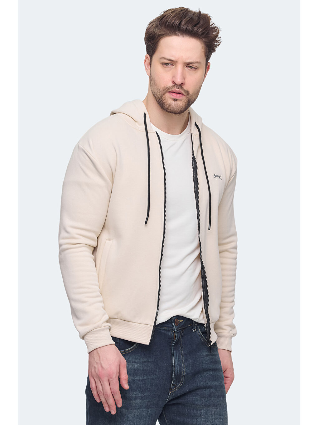 Kahverengi KOZZAX Erkek Fermuarlı Sweatshirt Kahve-3