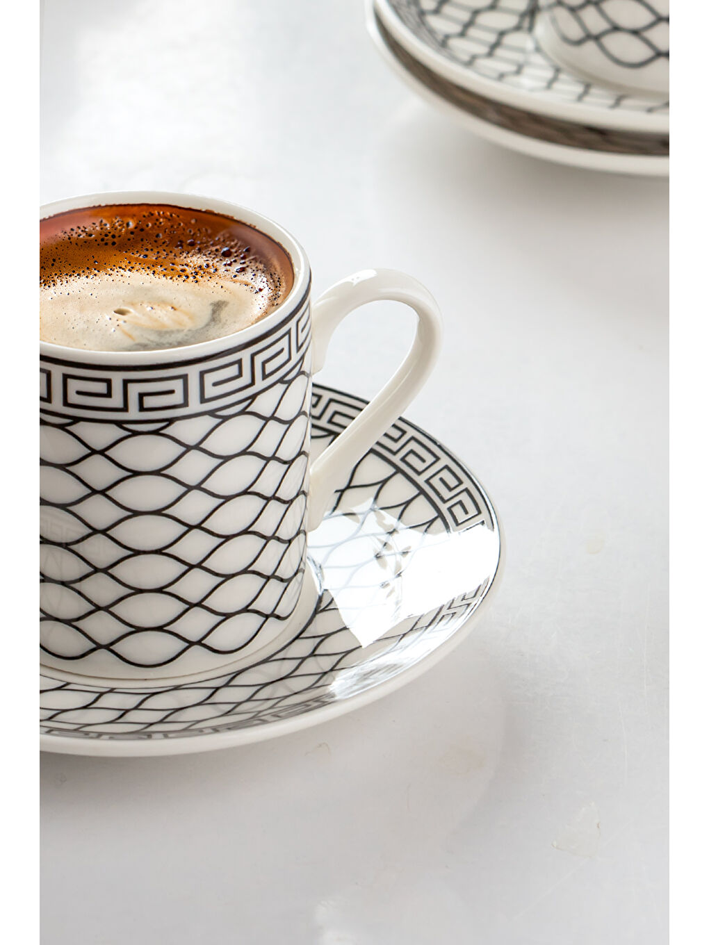 Siyah Yx06 Desenli Porselen Fincan Takımı - Türk Kahvesi 6 Kişilik 90 Cc-2