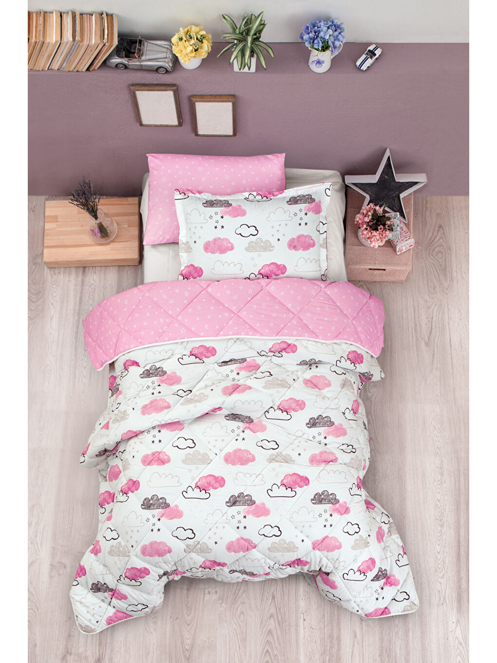 Ranforce %100 Pamuk Tek Kişilik Uyku Seti Mars Pembe