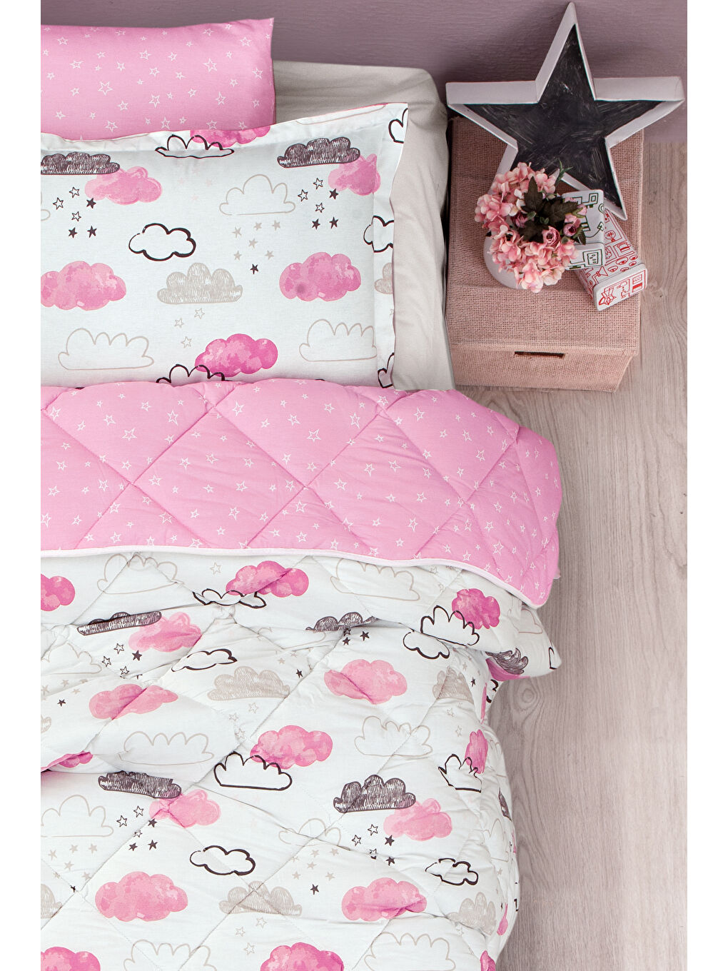 Ranforce %100 Pamuk Tek Kişilik Uyku Seti Mars Pembe-1