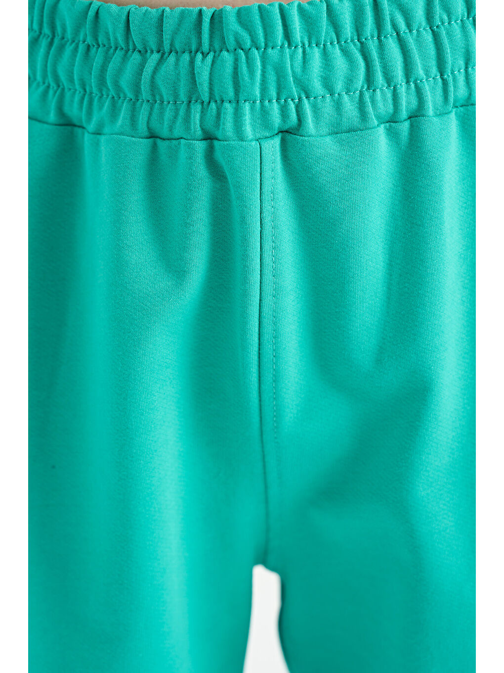 Deniz Yeşili Renkli Baskılı Bağcıklı Nakış Detaylı Standart Kalıp Erkek Çocuk Şort - 11129-4