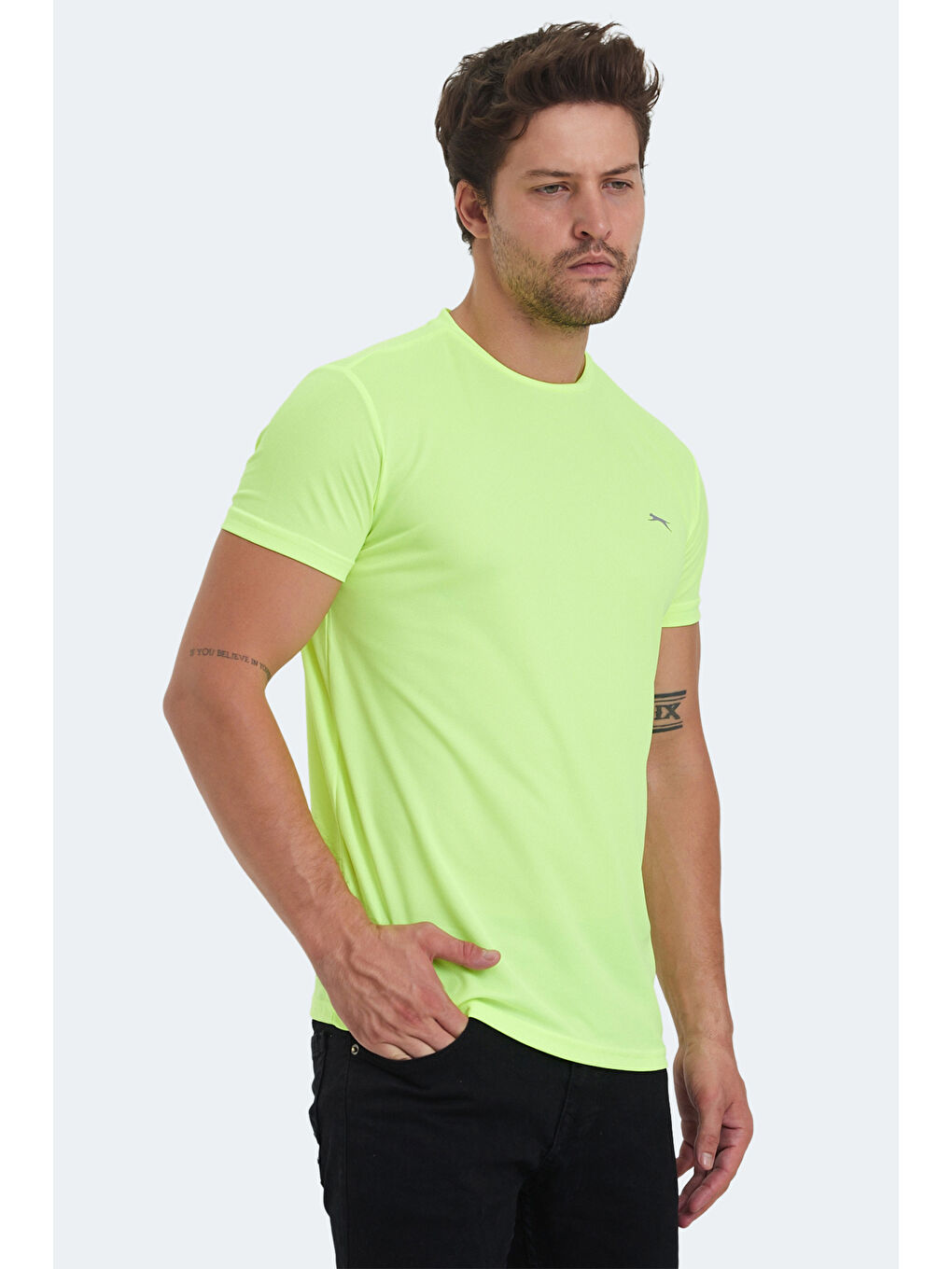 OMAR KTN Erkek Neon Sarı Tişört-2