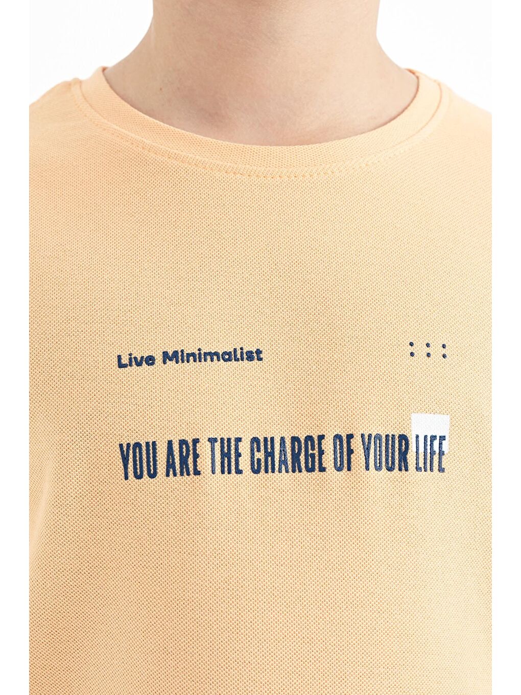 Turuncu Kavun Içi Baskı Detaylı O Yaka Standart Kalıp Erkek  Çocuk Tişört - 11117-2